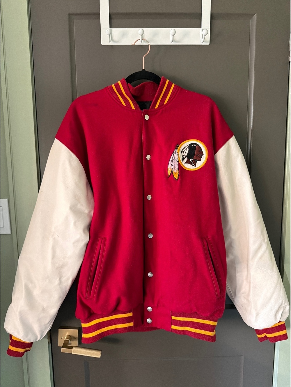 Vintage Washington Redskins NFL Reversible Varsity Jacket Leather Wool L
